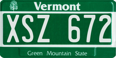 VT license plate XSZ672