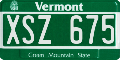 VT license plate XSZ675