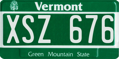VT license plate XSZ676