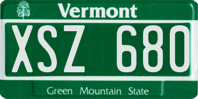 VT license plate XSZ680