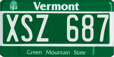 VT license plate XSZ687