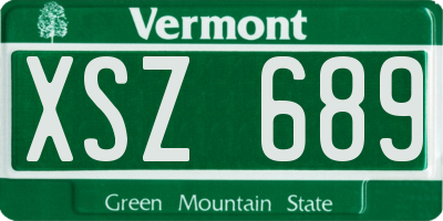 VT license plate XSZ689