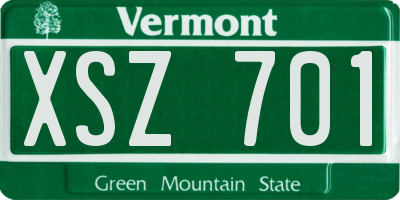 VT license plate XSZ701