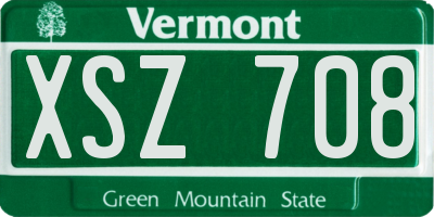 VT license plate XSZ708