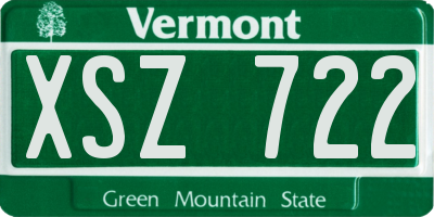 VT license plate XSZ722