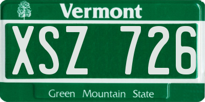 VT license plate XSZ726