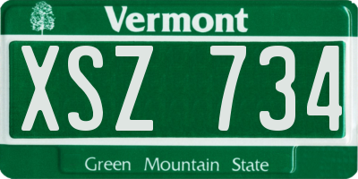 VT license plate XSZ734