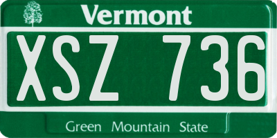 VT license plate XSZ736