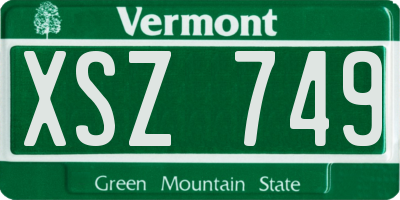 VT license plate XSZ749