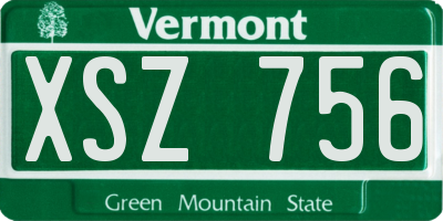VT license plate XSZ756
