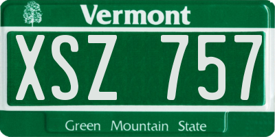 VT license plate XSZ757