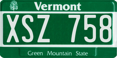 VT license plate XSZ758