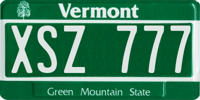 VT license plate XSZ777