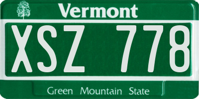 VT license plate XSZ778