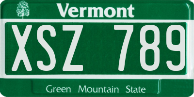 VT license plate XSZ789