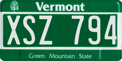 VT license plate XSZ794