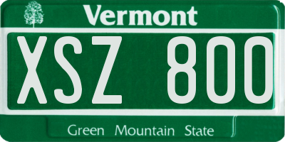 VT license plate XSZ800