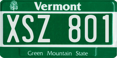 VT license plate XSZ801