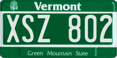 VT license plate XSZ802