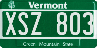 VT license plate XSZ803