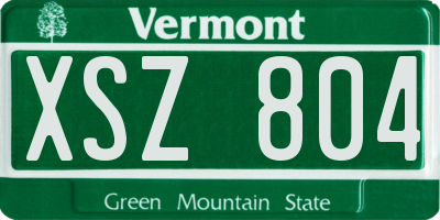VT license plate XSZ804