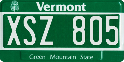 VT license plate XSZ805