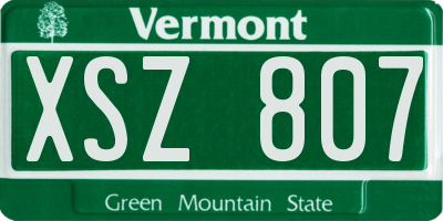 VT license plate XSZ807