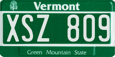 VT license plate XSZ809