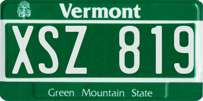 VT license plate XSZ819