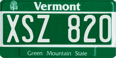 VT license plate XSZ820