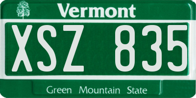 VT license plate XSZ835