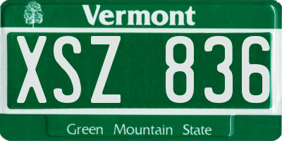 VT license plate XSZ836