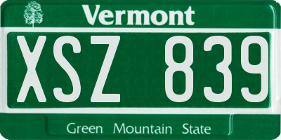 VT license plate XSZ839