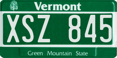 VT license plate XSZ845