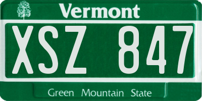 VT license plate XSZ847
