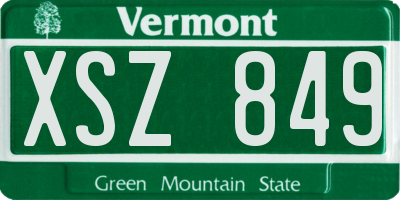 VT license plate XSZ849