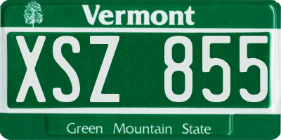 VT license plate XSZ855