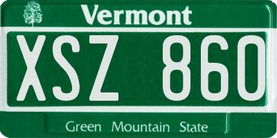 VT license plate XSZ860