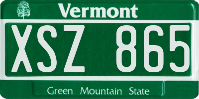 VT license plate XSZ865