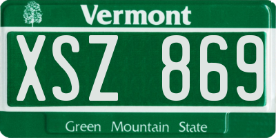 VT license plate XSZ869