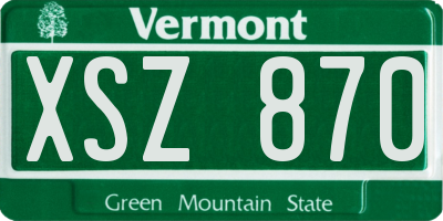 VT license plate XSZ870