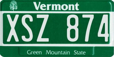 VT license plate XSZ874