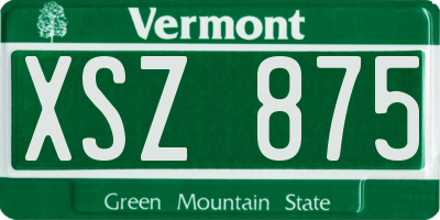 VT license plate XSZ875