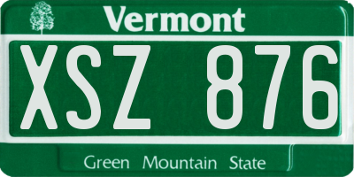 VT license plate XSZ876