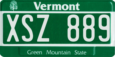 VT license plate XSZ889