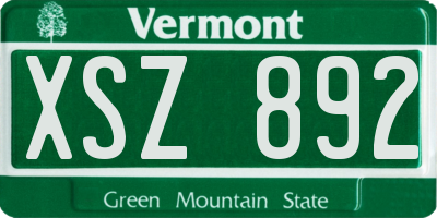 VT license plate XSZ892