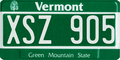 VT license plate XSZ905