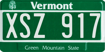 VT license plate XSZ917