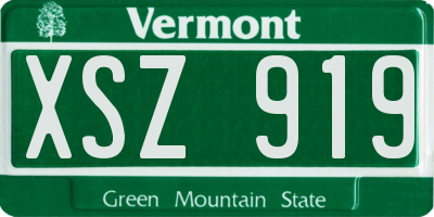 VT license plate XSZ919