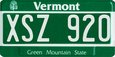 VT license plate XSZ920